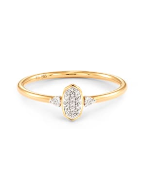 Marisa 14k Yellow Gold Band Ring in White Diamond